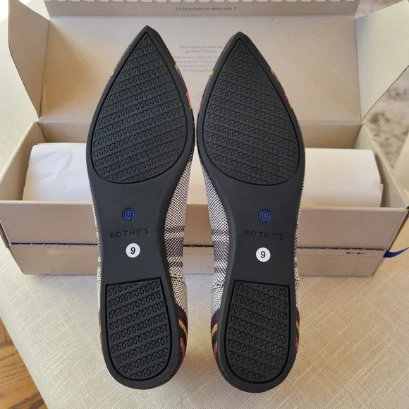 New! Rothy’s sz 9 VIB Inverse Stripe Points Flats NIB - Picture 5 of 9